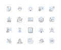 Competitive analysis line icons collection. Rivalry, Benchmarking, Competitors, Differentiation, SWOT, Market share