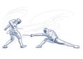 Fencing - An hand drawn illustration. Freehand sketching