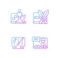 Competitive games types gradient linear vector icons set