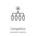 Competitive icon vector from sustainable competitive advantage collection. Thin line Competitive outline icon vector illustration Royalty Free Stock Photo