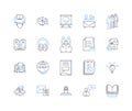 Competitive intelligence line icons collection. Analysis, Benchmarking, Profiling, Monitoring, Research, Strategy