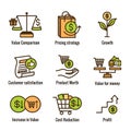 Competitive Pricing Icon Set with Growth, Profitability, & Worth Royalty Free Stock Photo