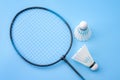Competitive sports and high performance in tournament match conceptual idea with badminton rackets and shuttlecock birdie