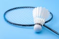 Competitive sports and high performance in tournament match conceptual idea with badminton rackets and shuttlecock birdie