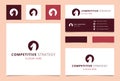 Competitive strategy logo design with editable slogan. Branding book and business card template.