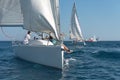 Competitive yacht racing in mediterranean waters Royalty Free Stock Photo