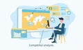 Competitor analysis concept with man on laptop