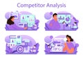 Competitor analysis concept set. Market research and business strategy Royalty Free Stock Photo