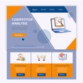 Competitor analysis flat landing page website template. Banking services, regtech, cognitive computing. Web banner with