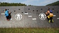 Spartan obstacle running race. Hurdle, female, male