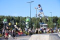 A competitor performing in Pro-series of Finnish Scooter Championships Royalty Free Stock Photo