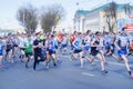 Competitors running in a city an endurance event Royalty Free Stock Photo