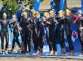 Competitors At The Start Line For The Swimming At The World Triathlon Championship Finals