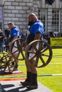Competitors strain in the power lifting heat of the Ultimate Strongest Man competition. Royalty Free Stock Photo