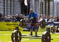 Competitors strain in the power lifting heat of the Ultimate Strongest Man competition.