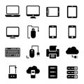 Collection of various electronic devices and computing peripherals shown icon set Royalty Free Stock Photo
