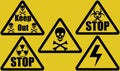 Compilation of hazard signs triangles yellow Royalty Free Stock Photo