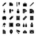 Collection of varied graphic elements in solid black silhouette style icon set Royalty Free Stock Photo