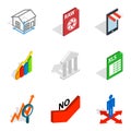 Compile the project icons set, isometric style Royalty Free Stock Photo