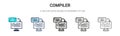 Compiler icon in filled, thin line, outline and stroke style. Vector illustration of two colored and black compiler vector icons