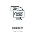 Compiler outline vector icon. Thin line black compiler icon, flat vector simple element illustration from editable programming