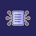 compiling data icon with document, outlined design