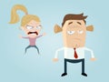 Complaining cartoon girl and guy Royalty Free Stock Photo