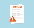 Complaint icon, complaint form logo design. Claim petition. Social survey result. Complaint, covey, report button concept.