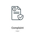 Complaint outline vector icon. Thin line black complaint icon, flat vector simple element illustration from editable gdpr concept