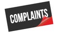 COMPLAINTS text on black red sticker stamp