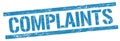 COMPLAINTS text on blue grungy rectangle stamp