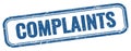 COMPLAINTS text on blue grungy vintage stamp