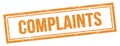 COMPLAINTS text on orange grungy vintage stamp