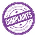 COMPLAINTS text on violet indigo round grungy stamp