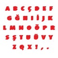 Complete alphabet set as perforated over white