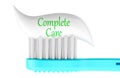 Complete care, concept. Toothbrush with toothpaste. 3D rendering Royalty Free Stock Photo