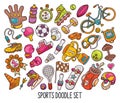 Hand drawn set of Sport doodles in colors vector-01 Royalty Free Stock Photo