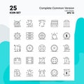 25 Complete Common Version Icon Set. 100% Editable EPS 10 Files. Business Logo Concept Ideas Line icon design