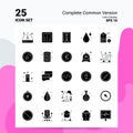 25 Complete Common Version Icon Set. 100% Editable EPS 10 Files. Business Logo Concept Ideas Solid Glyph icon design