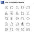 25 Complete Common Version icon set. vector background
