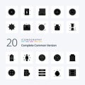 20 Complete Common Version Solid Glyph icon Pack like help basic direction mail envelope