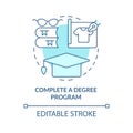 Complete degree program turquoise concept icon Royalty Free Stock Photo