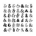 Complete different black silhouette and isolated font faces icons set on white