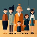 complete family illustration with uncle