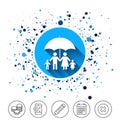 Complete family insurance icon. Umbrella symbol. Royalty Free Stock Photo
