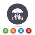 Complete family insurance icon. Umbrella symbol. Royalty Free Stock Photo