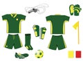 Complete green and yellow soccer set