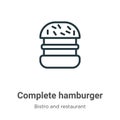 Complete hamburger outline vector icon. Thin line black complete hamburger icon, flat vector simple element illustration from