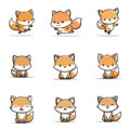 Set Icon of Fox Minimal Flat Royalty Free Stock Photo