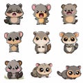 Set Icon of Potto kawaii minimal flat Royalty Free Stock Photo